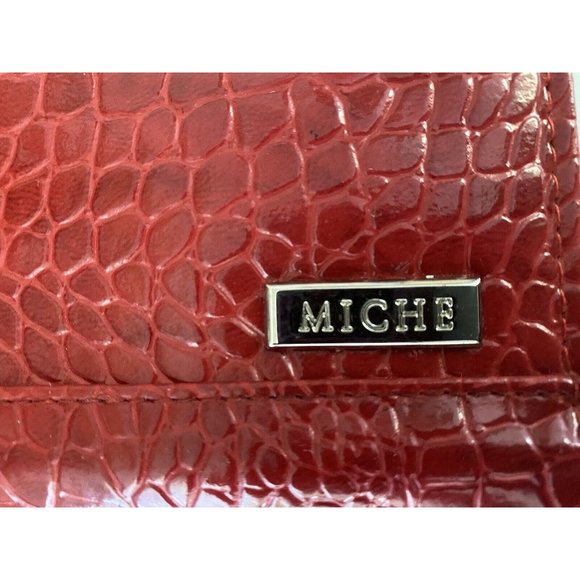 Vintage Miche Classic Clutch Purse Shell Red Ella Animal Print Veg Leather NWOT - Picture 4 of 16